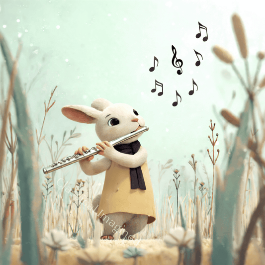 Little Rabbit & Classical Music Framed Print