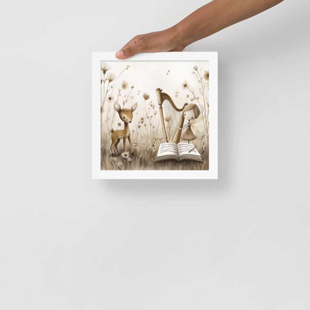 Little Deer & Classical Music Framed Print