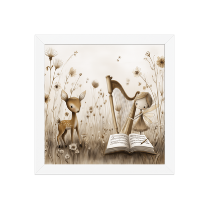 Little Deer & Classical Music Framed Print