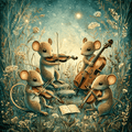 Mouse String Quartet Nursery Art Print – Square Digital Download